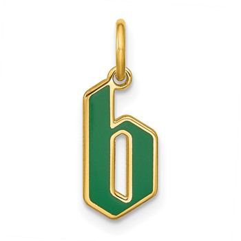 14k Yellow Gold Lower-case Letter B Epoxy Initial Charm