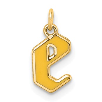 14k Yellow Gold Lower-case Letter E Epoxy Initial Charm