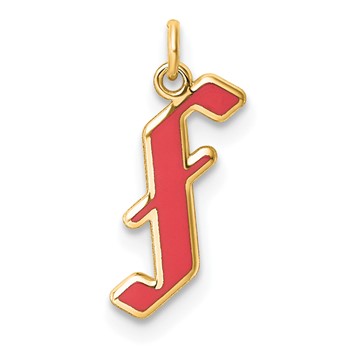 14k Yellow Gold Lower-case Letter F Epoxy Initial Charm