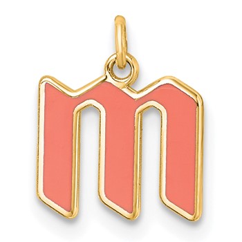 Sterling Silver/Gold-Plated Lower-case Letter M Epoxy Initial Charm