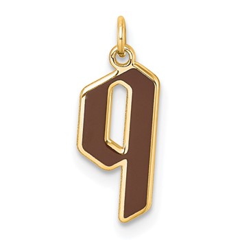 14k Yellow Gold Lower-case Letter Q Epoxy Initial Charm