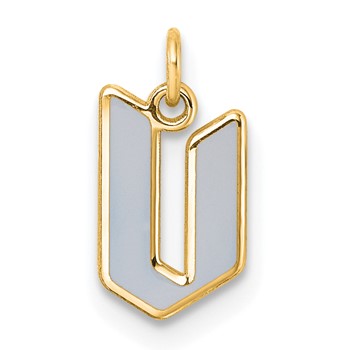 10k Yellow Gold Lower-case Letter V Epoxy Initial Charm