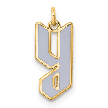 10k Yellow Gold Lower-case Letter Y Epoxy Initial Charm