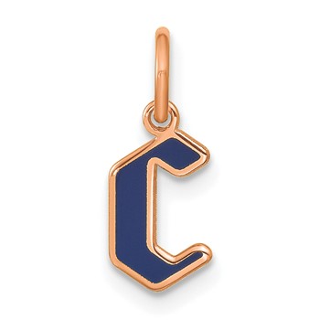 Sterling Silver/Rose Gold-Plated Lower-case Letter C Epoxy Initial Charm