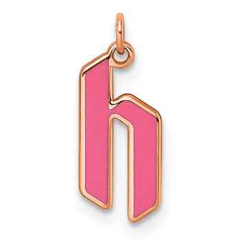 Sterling Silver/Rose Gold-Plated Lower-case Letter H Epoxy Initial Charm