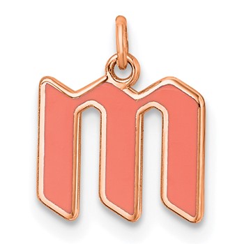 Sterling Silver/Rose Gold-Plated Lower-case Letter M Epoxy Initial Charm