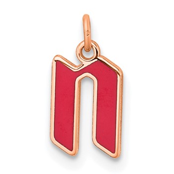 Sterling Silver/Rose Gold-Plated Lower-case Letter N Epoxy Initial Charm