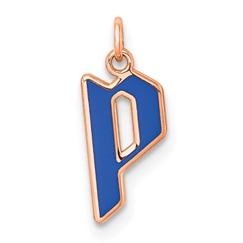 Sterling Silver/Rose Gold-Plated Lower-case Letter P Epoxy Initial Charm