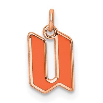 Sterling Silver/Rose Gold-Plated Lower-case Letter U Epoxy Initial Charm