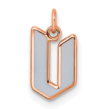 Sterling Silver/Rose Gold-Plated Lower-case Letter V Epoxy Initial Charm