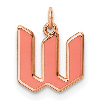 Sterling Silver/Rose Gold-Plated Lower-case Letter W Epoxy Initial Charm