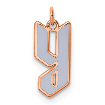 Sterling Silver/Rose Gold-Plated Lower-case Letter Y Epoxy Initial Charm