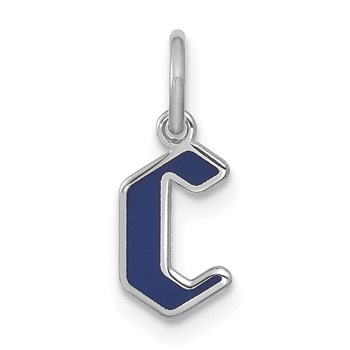 14k White Gold Lower-case Letter C Epoxy Initial Charm