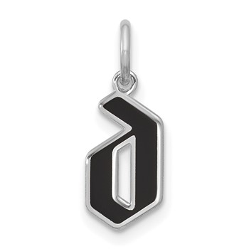 Sterling Silver/Rhodium-Plated Lower-case Letter D Epoxy Initial Charm