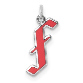 Sterling Silver/Rhodium-Plated Lower-case Letter F Epoxy Initial Charm