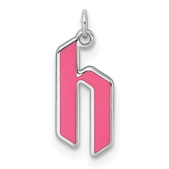 10k White Gold Lower-case Letter H Epoxy Initial Charm