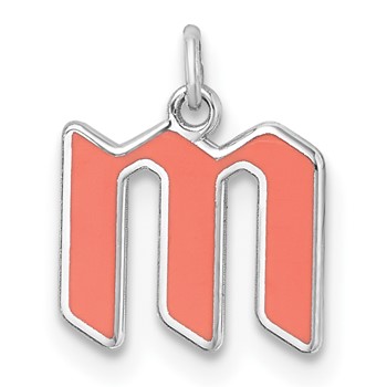 Sterling Silver/Rhodium-Plated Lower-case Letter M Epoxy Initial Charm