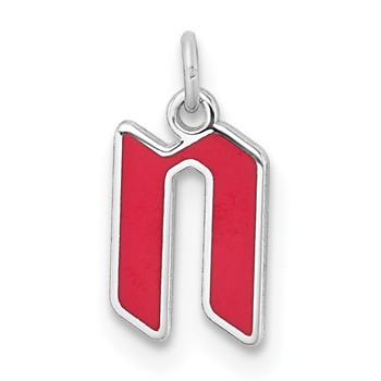 Sterling Silver/Rhodium-Plated Lower-case Letter N Epoxy Initial Charm