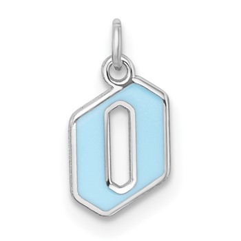 10k White Gold Lower-case Letter O Epoxy Initial Charm