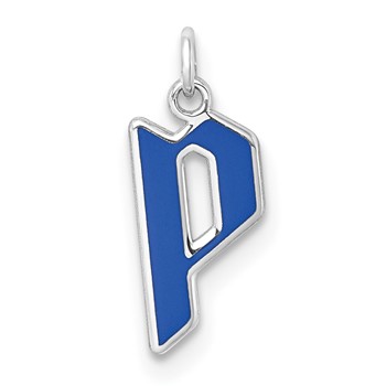14k White Gold Lower-case Letter P Epoxy Initial Charm
