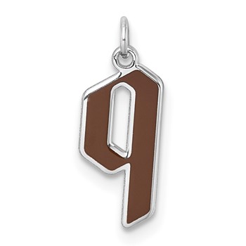 Sterling Silver/Rhodium-Plated Lower-case Letter Q Epoxy Initial Charm