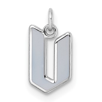 Sterling Silver/Rhodium-Plated Lower-case Letter V Epoxy Initial Charm