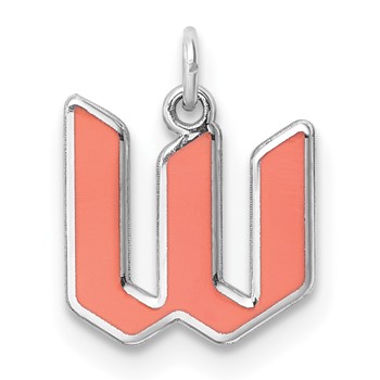 10k White Gold Lower-case Letter W Epoxy Initial Charm