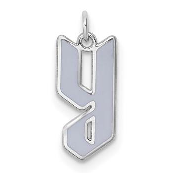 Sterling Silver/Rhodium-Plated Lower-case Letter Y Epoxy Initial Charm