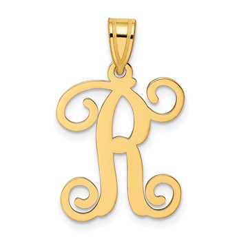 Sterling Silver Gold-plated Letter R Initial Pendant