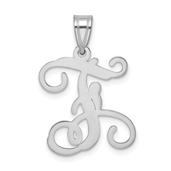 Sterling Silver Rhodium-plated Letter F Initial Pendant