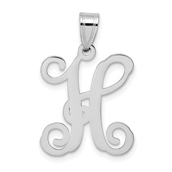 Sterling Silver Rhodium-plated Letter H Initial Pendant
