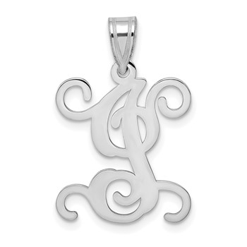 Sterling Silver Rhodium-plated Letter I Initial Pendant