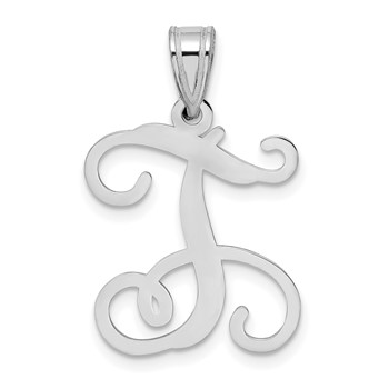 Sterling Silver Rhodium-plated Letter T Initial Pendant