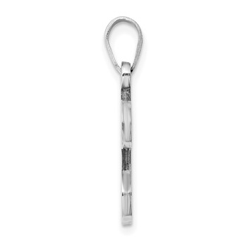 Sterling Silver Rhodium-plated Letter V Initial Pendant — alternate view