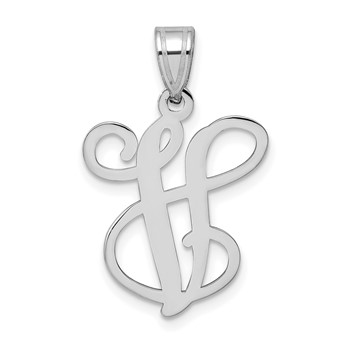 Sterling Silver Rhodium-plated Letter V Initial Pendant