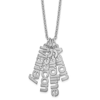 Sterling Silver/rhodium-plated Polished 4 Name Charm Necklace