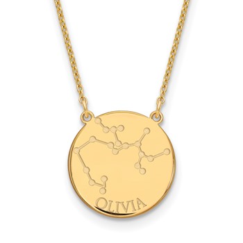 Gold Plated Sterling Silver Sagittarius Constellation Disk Necklace