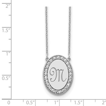 10kw Oval Letter Necklace with Diamonds — alternate view