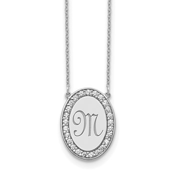 10kw Oval Letter Necklace with Diamonds
