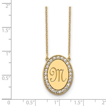 10ky Oval Letter Necklace with Diamonds — alternate view