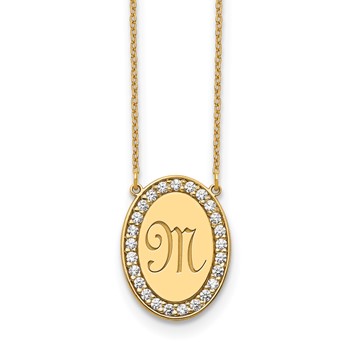 10ky Oval Letter Necklace with Diamonds