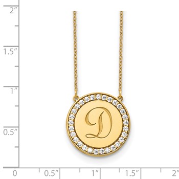 10ky Circle Letter Necklace with Diamonds — alternate view