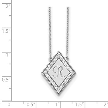 10kw Diamond Shape Letter Necklace with Diamonds — alternate view