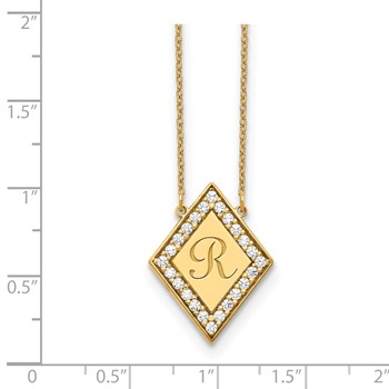 10ky Diamond Shape Letter Necklace with Diamonds — alternate view