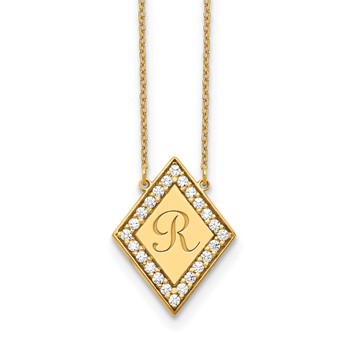 10ky Diamond Shape Letter Necklace with Diamonds