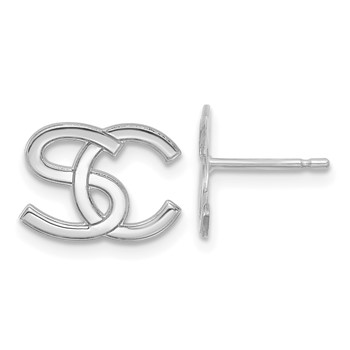 14k White Gold Interlocking Initial Earrings