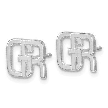 Sterling Silver/Rhodium-plated Interlocking Initial Earrings — alternate view