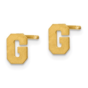 Sterling Silver Gold-plated Brushed Letter G Initial Post Earrings — alternate view