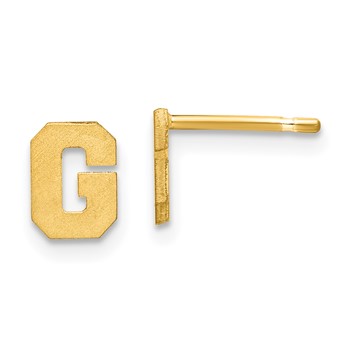 Sterling Silver Gold-plated Brushed Letter G Initial Post Earrings