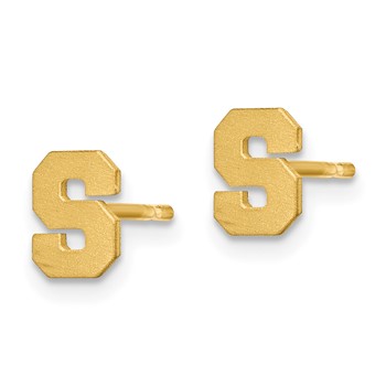 14KY Brushed  Letter S Initial Post Earrings — alternate view